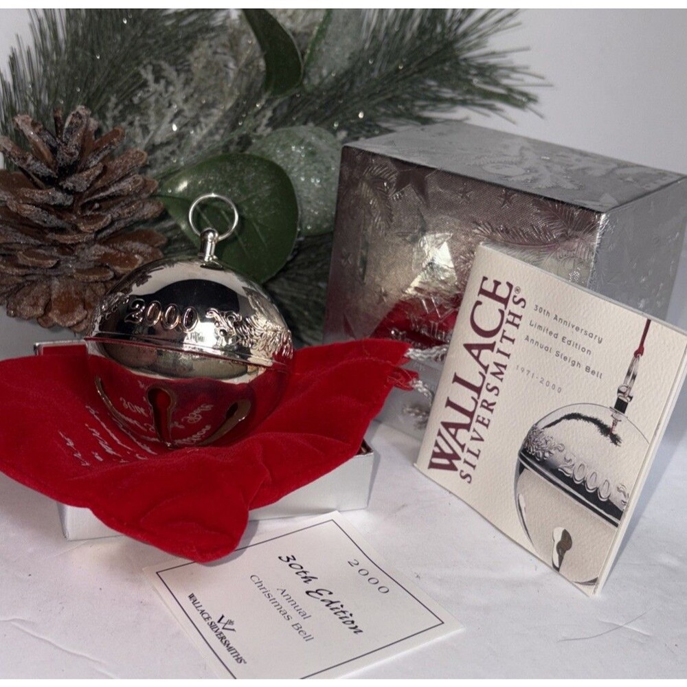 Wallace 2000 Silver-plate Bell Ornament Christmas Vintage Original Box Ltd Ed